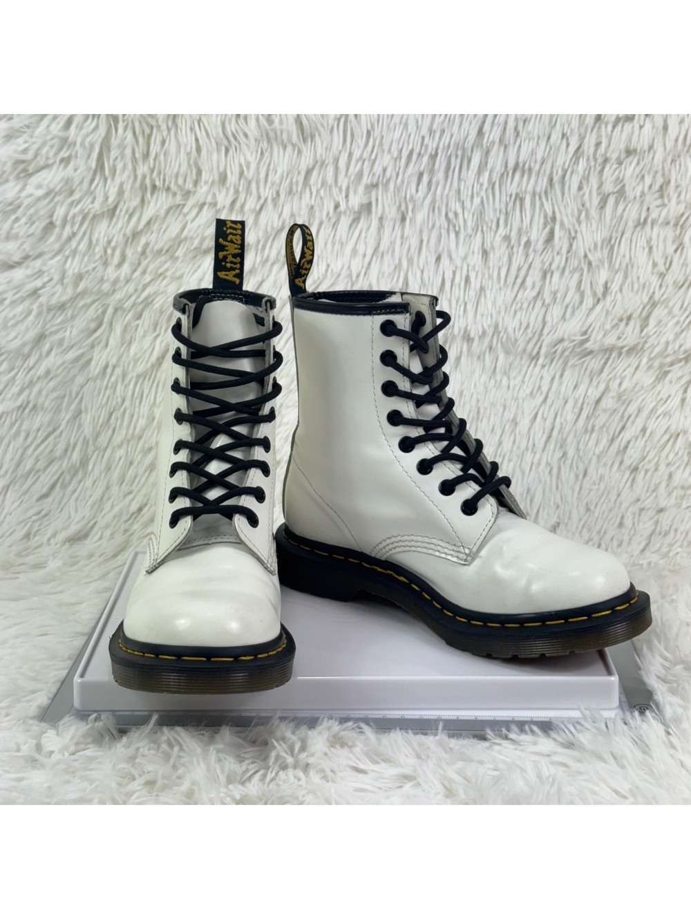 Dr. Martens 1460 White Leather Combat Boots Women 6